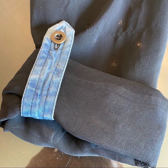 Blu Pepper Sz S NWT Blue Tie-Dye Sheer Sleeves & Hem Oversized Relaxed Shirt - Picture 8 of 12